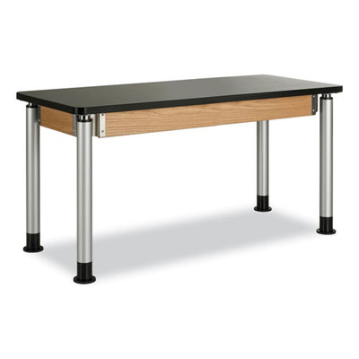 Adjustable-Height Table with Plastic Laminate Top, Rectangular, 54w x 24d x 42h, Black