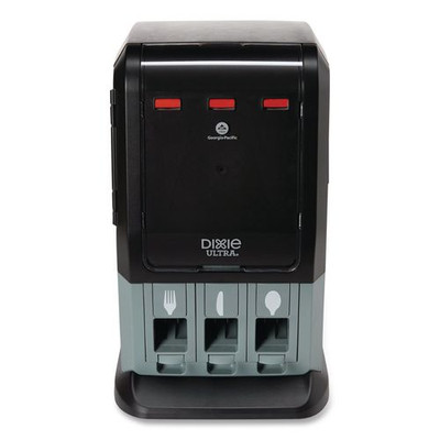 Tri-Tower Mini Dispenser, Holds Forks/Knives/Spoons or Sporks, 13.15 x 31.03 x 17.5, Black/Gray