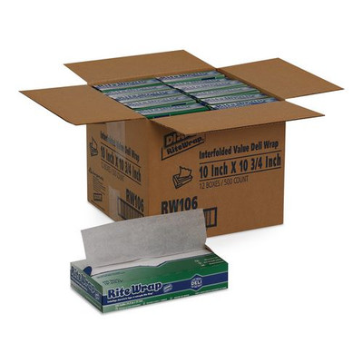 Rite-Wrap Dry Wax Lightweight Deli Paper, 10 x 10.75, 500 Sheets/Pack, 12 Packs/Carton