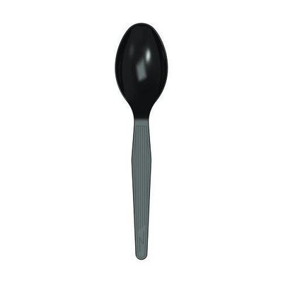 Mediumweight Polystyrene Wrapped Cutlery, Spoon, Plastic, Black, 1,000/Carton