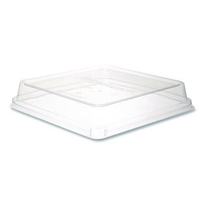Renewable and Compostable Lids, 8.8 x 8.8 x 1.64, Clear, Plastic, 200/Carton
