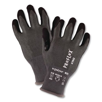 ProFlex 7043 ANSI A4 Nitrile Coated CR Gloves, EN388: 4X42D, 7.5" Long, 3X-Large (12), Gray, Pair