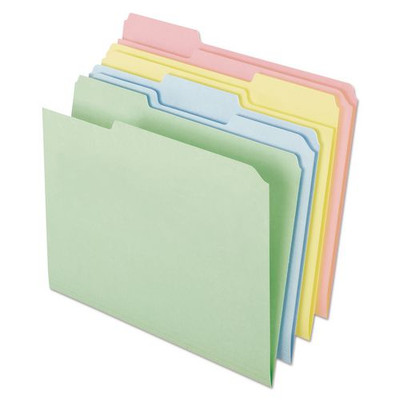 Pastel Colored File Folders, 1/3-cut Tabs: Assorted, Letter Size, Assorted Colors, 100/box