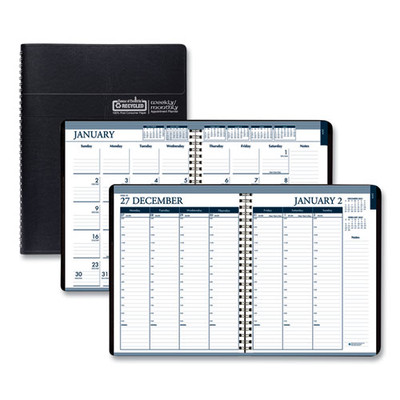 Recycled Wirebound Weekly/monthly Planner, 11 X 8.5, Black Cover, 12-month (jan To Dec): 2022