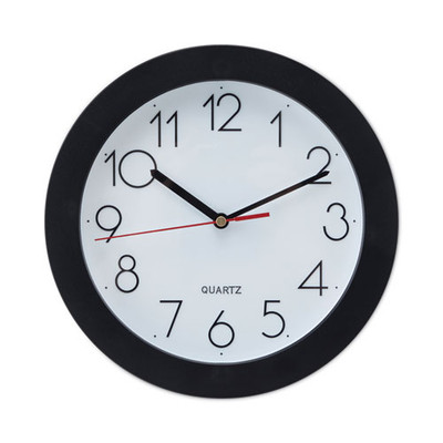 Bold Round Wall Clock, 9.75" Overall Diameter, Black Case, 1 Aa (sold Separately)