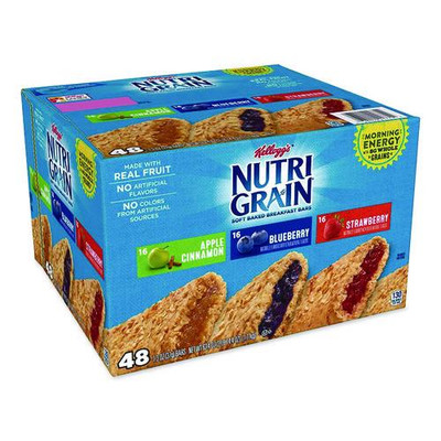 Nutri-Grain Soft Baked Breakfast Bars, Assorted, 1.3 oz Bar, 48/Carton