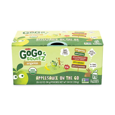 Fruit On The Go, Variety Applesauce, 3.2 oz Pouch, 20/Carton