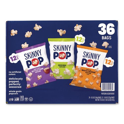 Popcorn Variety Snack Pack, 0.5 oz Bag, 36 Bags/Carton