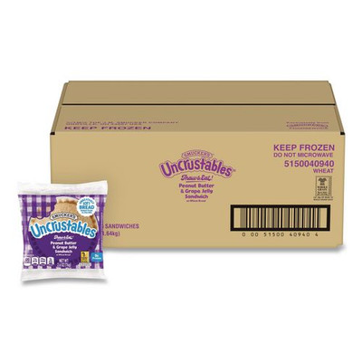 UNCRUSTABLES Peanut Butter and Grape Jelly on Wheat Bread, 2.6 oz Bag, 48/Carton