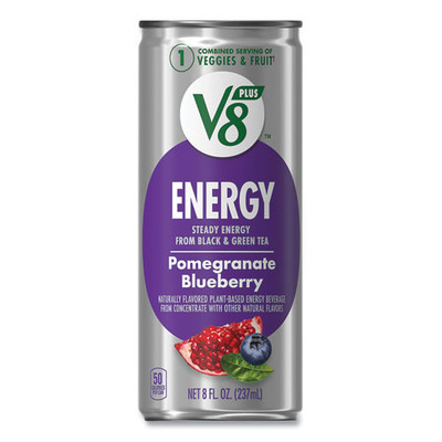 V8 Plus ENERGY, Pomegranate Blueberry, 8 oz Can, 24/Carton