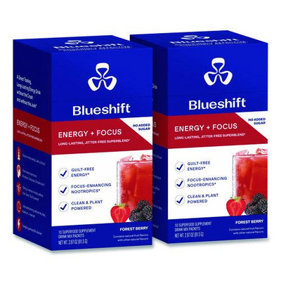 Energy and Focus Forest Berry Drink Mix, 0.24 oz Packets, 10/Pack, 2 Packs/Carton
