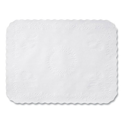 Scalloped Edge Traymat, Anniversary Embossed Surface, 19" x 14", White, 2,000/Carton