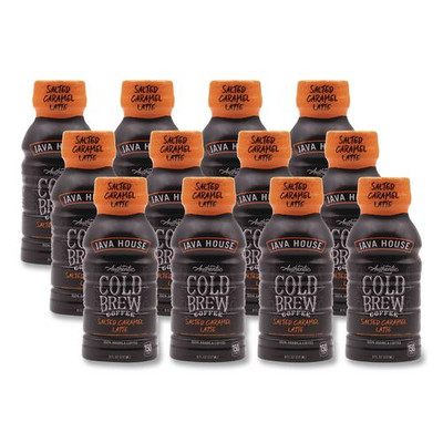 Cold Brew Coffee, Salted Caramel Latte, 8 oz Bottle, 12/Carton