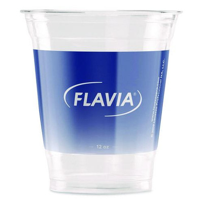 Cold Cups 12 oz, Blue Band Flavia Logo, Clear/Blue, 1,000/Carton