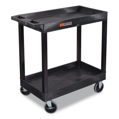 TUFFY XL Two-Shelf Heavy-Duty Multipurpose Utility Cart, Plastic, 500 lb Capacity, 35.25" x 18" x 35.5", Black