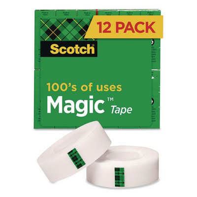 Magic Tape Refill, 1" Core, 0.5" x 36 yds, Clear, 12 Rolls/Pack