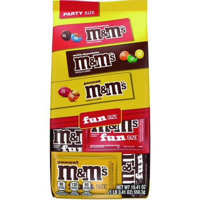 M and M'S Milk Chocolate, Peanut and Peanut Butter Variety Pack Fun Size Chocolate Candy Assortment, 19.41 oz Bag