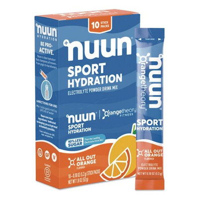 Sport Hydration Electrolyte Powder Drink Mix, All Out Orange, 0.18 oz Stick, 10/Box