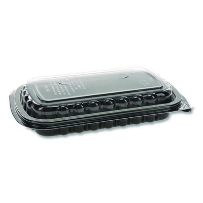 MealMaster Rib Container, 10 x 7.1 x 2.1, Black/Clear, Plastic, 90/Carton