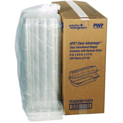 Hoagie Hinged Lid Container, 9 x 5.5 x 3.2, Clear, Plastic, 220/Carton