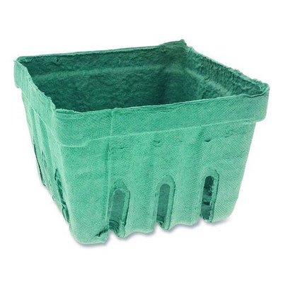 Berigard Molded Fiber Berry Basket, Quart, 5.5 x 5.5 x 3.25, Green, 297/Carton