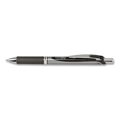 EnerGel RTX Gel Pen, Retractable, Bold 1 mm, Black Ink, Black/Gray Barrel, Dozen