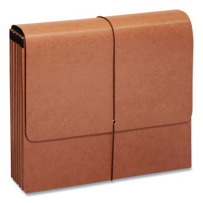 Moisture-Resistant Expanding Wallet, 5.25" Expansion, 1 Section, Elastic Band Closure, Letter Size, Brown, 10/Box