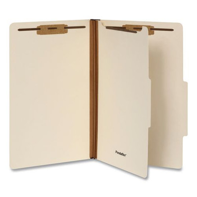 Manila Top Tab Classification Folders, 2/5-Cut Tab, Expands 1.75", 1 Divider, 4 Fasteners, Legal Size, Manila, 10/Box