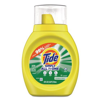 Simply All-In-One Liquid Laundry Detergent, Daybreak Fresh, 25 oz Bottle, 6/Carton