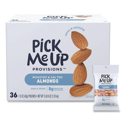 Roasted and Salted Almonds, 1.5 oz Pouch, 36/Box