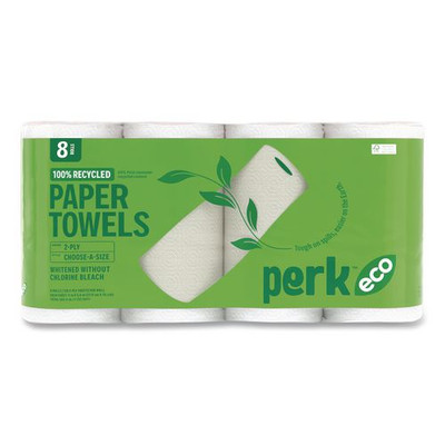 Eco Recycled Paper Towels, 2-Ply, 11 x 5.9, White, 156 Sheets/Roll, 8 Rolls/Pack