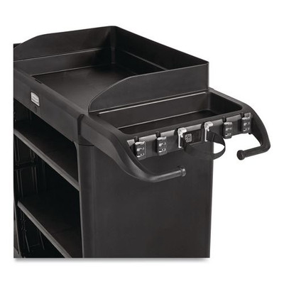 Vacuum Holder, For All Rubbermaid Commercial Full Size and Compact Housekeeping Carts, Plastic, Black, 6/Carton