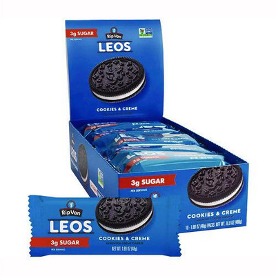 Leos Cookies and Cream Sandwich Cookies, 2 Cookies/Pack, 10 Packs/Box