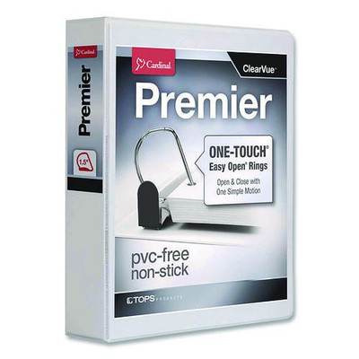 Premier Easy Open Clearvue Locking Slant-d Ring Binder, 3 Rings, 1.5" Capacity, 11 X 8.5, White