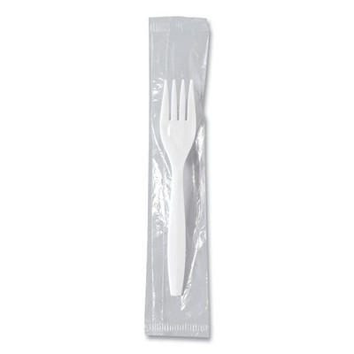 Regal Mediumweight Cutlery, Individually Wrapped, Fork, Plastic, White, 1,000/Carton
