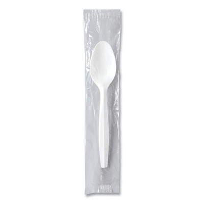 Regal Mediumweight Cutlery, Individually Wrapped, Spoon, Plastic, White, 1,000/Carton