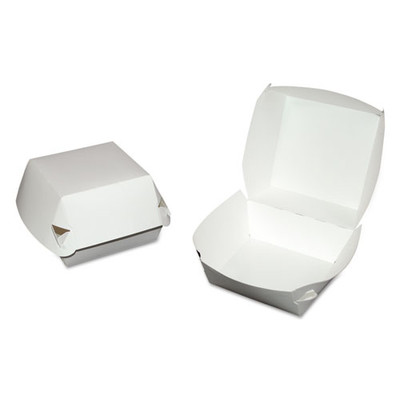 Hamburger Clamshell, 4.37 x 4.37 x 3.37, White, Paper, 500/Carton