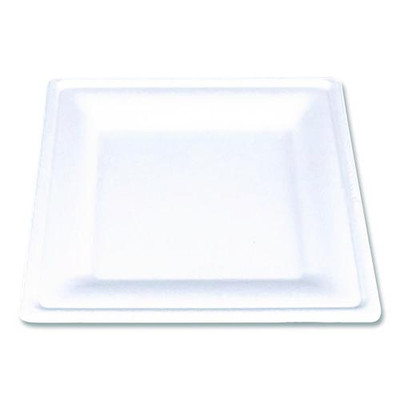 ChampWare Molded Fiber Tableware, Square Molded Fiber Plate, 8" x 8", White, 125 Plates/Sleeve, 4 Sleeves/Carton
