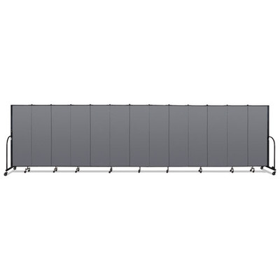 Portable Room Divider, 24 ft 1" x 0.75" x 6 ft, Vinyl/Fiberglass/Steel, Gray