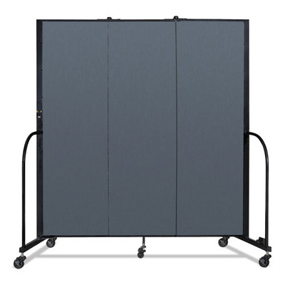 Portable Room Divider, 5 ft 9" x 0.75" x 6 ft, Vinyl/Fiberglass/Steel, Blue