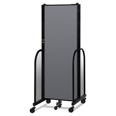 Portable Room Divider, 5 ft 9" x 0.75" x 6 ft, Vinyl/Fiberglass/Steel, Gray