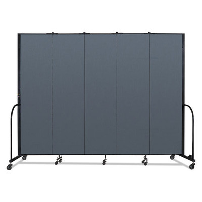Portable Room Divider, 9 ft 5" x 0.75" x 7 ft 4", Vinyl/Fiberglass/Steel, Blue