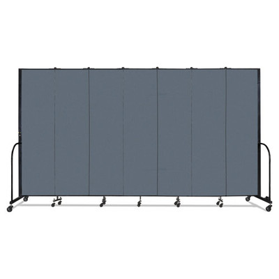 Portable Room Divider, 13 ft 1" x 0.75" x 7 ft 4", Vinyl/Fiberglass/Steel, Blue
