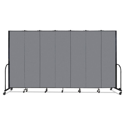 Portable Room Divider, 13 ft 1" x 0.75" x 7 ft 4", Vinyl/Fiberglass/Steel, Gray