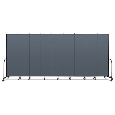 Portable Room Divider, 16 ft 9" x 0.75" x 7 ft 4", Vinyl/Fiberglass/Steel, Blue