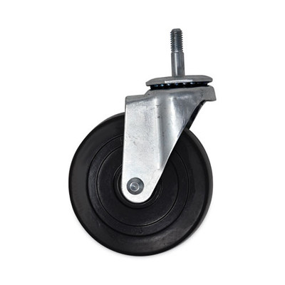 Replacement Bayonet-Stem Swivel Casters, Threaded Stem (0.31" x 1.63"), 5" Hard Rubber Wheel, Black