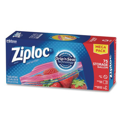 Seal Top Bags, Gallon, 10.75" x 10.56", Clear, 75/Box