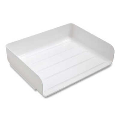 Side-Load Stackable Plastic Document Tray, 1 Section, Letter-Size, 12.63 x 9.72 x 3.01, White, 2/Pack