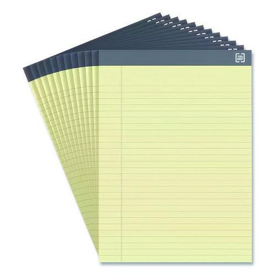 Notepads, Wide/Legal Rule, (50) Canary 8.5 x 11 Sheets, 12/Pack