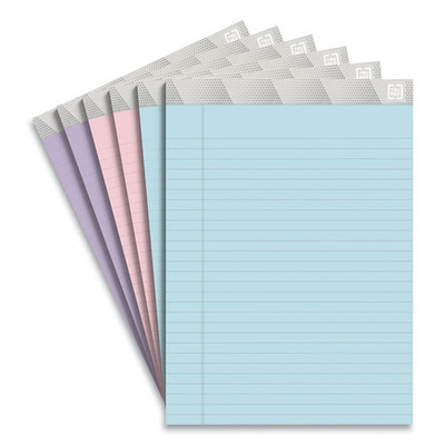 Notepads, Wide/Legal Rule, (50) Assorted Pastel Color 8.5 x 11 Sheets, 6/Pack